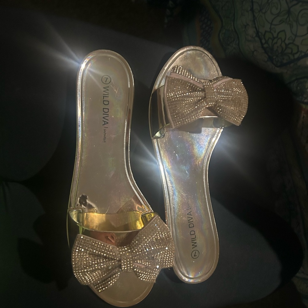 Rose Gold Bow Sandals.
